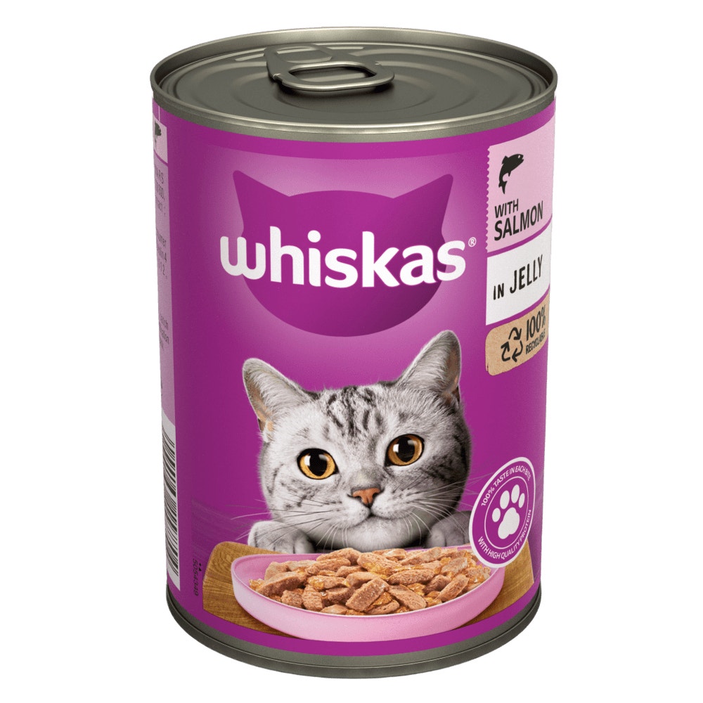 WHISKAS® Adult Wet Cat Food Salmon in Jelly Tin 400g - 1