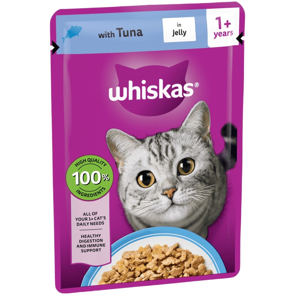 WHISKAS 1+ TUNA Wet Cat Food Pouch in Jelly 85g - 1