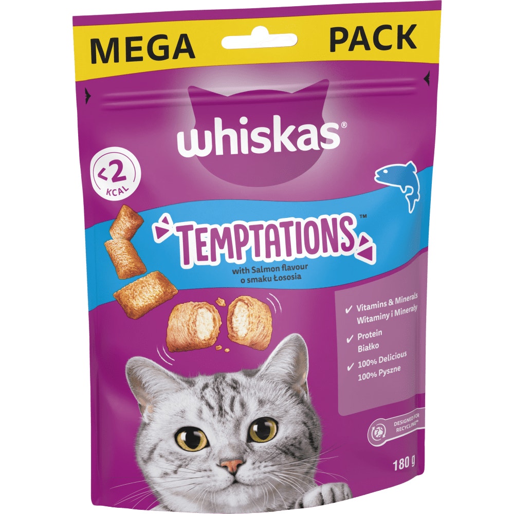 WHISKAS® TEMPTATIONS™ Adult Cat Treats with Salmon flavour 180g - 1