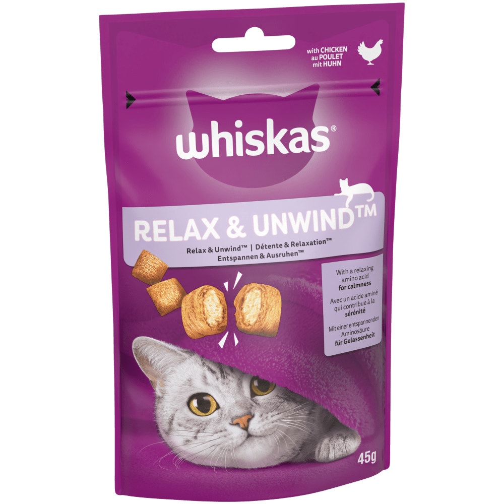 WHISKAS® Relax & Unwind Adult Cat Treats with Chicken 45g - 1