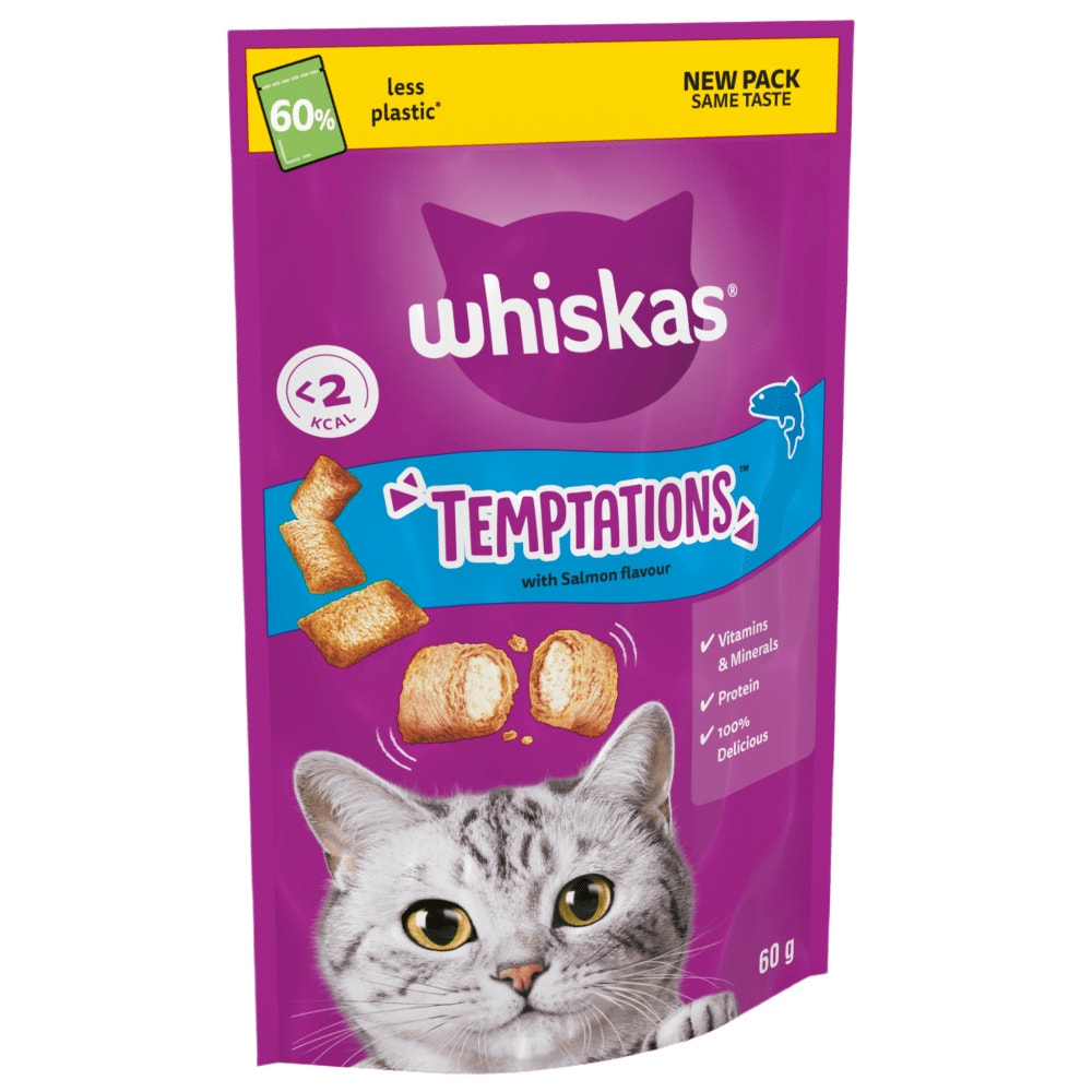 WHISKAS® TEMPTATIONS™ Adult Cat Treats with Salmon Flavour 60g - 1