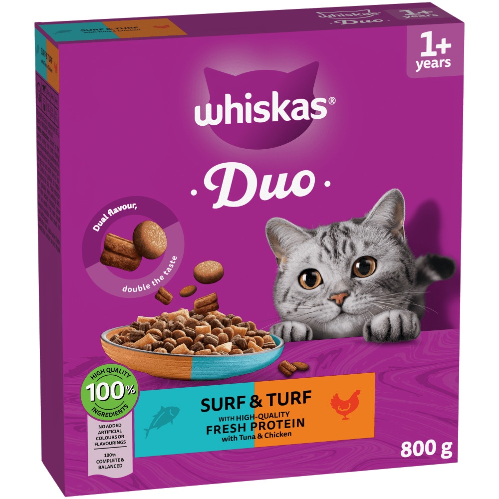 WHISKAS Duo Surf & Turf Adult 7kg, 1.9kg, 800g - 1