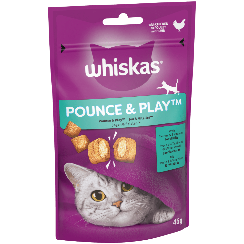 1+ Adult Cat Treats with Chicken Pounce & Play